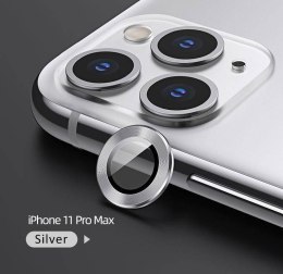 Szkło Hartowane na Aparat IPHONE 11 PRO MAX USAMS Camera Lens Glass Metal Ring srebrne