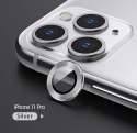 Szkło Hartowane na Aparat IPHONE 11 PRO USAMS Camera Lens Glass Metal Ring srebrne