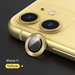 Szkło Hartowane na Aparat IPHONE 11 USAMS Camera Lens Glass Metal Ring żółte