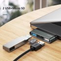 USAMS Adapter USB-C Mini HUB 2xUSB +Micro SD szary/grey SJ463HUB01 (US-SJ463)