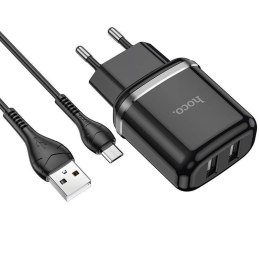 Ładowarka Sieciowa 2,4A 2xUSB + Kabel 1m Micro USB Hoco N4 Smart Dual USB czarna