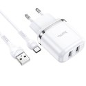 Ładowarka Sieciowa 2,4A 2xUSB + Kabel 1m USB Typ C Hoco N4 Smart Dual USB USB-C biała