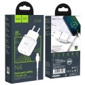 Ładowarka Sieciowa 2,4A 2xUSB + Kabel 1m USB Typ C Hoco N4 Smart Dual USB USB-C biała