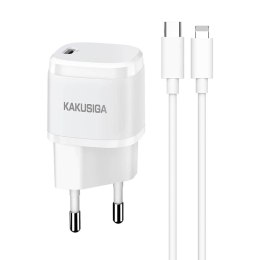 Ładowarka Sieciowa USB-C PD 20W 3A KAKU KSC-598 Quick Charge 3.0 + Kabel TYP C na LIGHTNING IPHONE biała