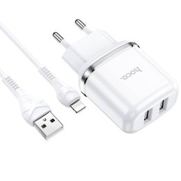 Ładowarka Sieciowa 2,4A 2xUSB + Kabel 1m iPhone Lightning Hoco N4 Smart Dual USB biała