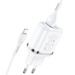 Ładowarka Sieciowa 2,4A 2xUSB + Kabel 1m iPhone Lightning Hoco N4 Smart Dual USB biała