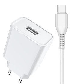 Ładowarka Sieciowa USB 2.1A JELLICO C5 + Kabel USB-C TYP C biała