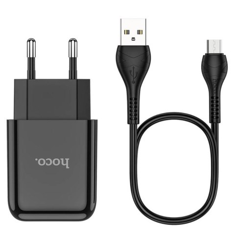 Ładowarka Sieciowa 2.1A 1xUSB + Kabel Micro USB 1m HOCO N2 czarna