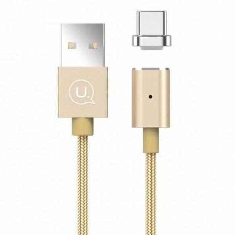 USAMS Kabel magnetyczny U-Link USB-C 1,2m 2A złoty/gold pleciony TCLD03 (US-SJ143) Fast Charge