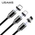 USAMS Kabel magnetyczny U-Sure microUSB 1m 2.1A pleciony czarny/black SJ294USB01 (US-SJ294)