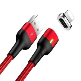 USAMS Kabel magnetyczny U28 lightning 2.4A Fast Charge 1m pleciony czerwony/red SJ326USB02 (US-SJ326)