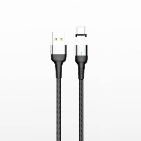 USAMS Kabel magnetyczny U28 lightning 2.4A Fast Charge 1m pleciony szary/grey SJ326USB03 (US-SJ326)