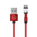 USAMS Kabel magnetyczny U59 microUSB 2.1A Fast Charge 1m pleciony czerwony/red SJ474USB02 (US-SJ474) regulowany kąt