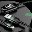 USAMS Kabel pleciony U48 lightning 1,2m 2A Fast Charging LED zielony/green SJ423USB02 (US-SJ423)