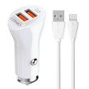 Ładowarka samochodowa LDNIO C511Q 2USB + kabel Lightning