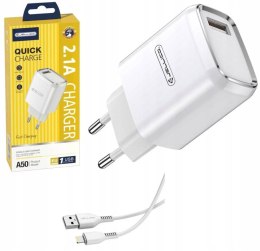 Ładowarka Sieciowa 2.1A USB + Kabel USB - Micro USB Jellico A50 białe