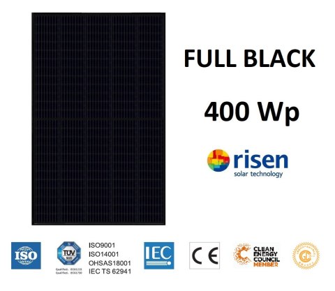 Moduł panel PV full black 400W RISEN RSM40-8-400MB 1754x1096x30mm