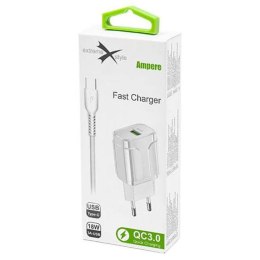 Ładowarka Sieciowa 18W 3A QC3.0 + Kabel USB Typ C Extreme Ampere ATCU3QC30W+CC USB-C Quick Charge 3.0 biały