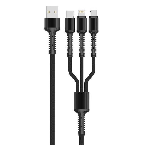 Kabel USB do Lightning / Micro USB / USB-C LDNIO LC93 3w1, 3.4A (czarny)