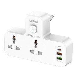 Listwa zasilająca LDNIO SC2311 z 2 gniazdami AC, 2USB, USB-C, 2500W z lampką nocną (biała)