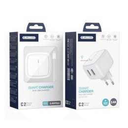 Ładowarka Sieciowa 2.4A 2x USB + Kabel USB - Micro USB Jellico C2 białe