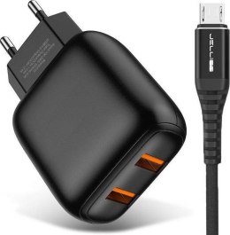 Ładowarka Sieciowa 2.4A 2x USB + Kabel USB - Micro USB Jellico C33 czarne