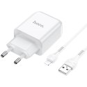 Ładowarka Sieciowa USB 2.1A + Kabel USB - Lightning Hoco N2 białe