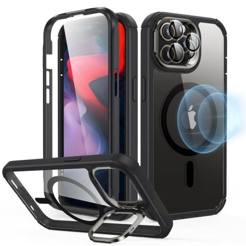 Etui APPLE IPHONE 15 PRO MAX ESR Armor Tough Kickstand Halolock MagSafe transparentne czarne