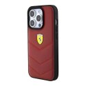 Oryginalne Etui APPLE IPHONE 15 PRO Ferrari Hardcase Leather Stitched Lines (FEHCP15LRDUR) czerwone