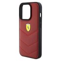 Oryginalne Etui APPLE IPHONE 15 PRO Ferrari Hardcase Leather Stitched Lines (FEHCP15LRDUR) czerwone