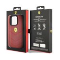 Oryginalne Etui APPLE IPHONE 15 PRO Ferrari Hardcase Leather Stitched Lines (FEHCP15LRDUR) czerwone