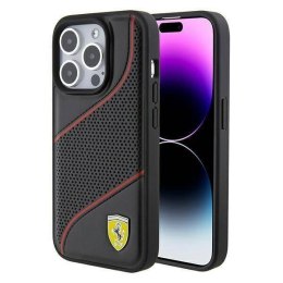 Oryginalne Etui APPLE IPHONE 15 PRO Ferrari Hardcase Perforated Waves Metal Logo (FEHCP15LPWAK) czarne