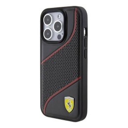 Oryginalne Etui APPLE IPHONE 15 PRO Ferrari Hardcase Perforated Waves Metal Logo (FEHCP15LPWAK) czarne