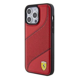 Oryginalne Etui APPLE IPHONE 15 PRO Ferrari Hardcase Perforated Waves Metal Logo (FEHCP15LPWAR) czerwone