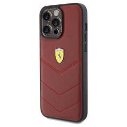 Oryginalne Etui APPLE IPHONE 15 PRO MAX Ferrari Hardcase Leather Stitched Lines (FEHCP15XRDUR) czerwone