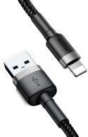 KABEL USB-A / Lightning iPhone Baseus Cafule CALKLF-CG1 200cm Apple 1.5A CZARNO-SZARY W OPLOCIE