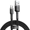 KABEL USB-A / USB-C Baseus Cafule CATKLF-AG1 50cm 3A QC 3.0 CZARNO-SZARY W NYLONOWYM OPLOCIE