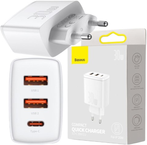ŁADOWARKA SIECIOWA Baseus Compact Quick Charger CCXJ-E02 30W 2x 1x 3.0 QC
