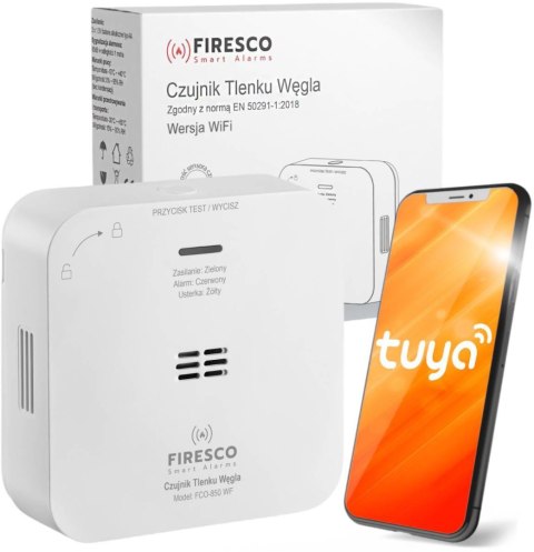 Czujnik czadu Firesco FCO-850 WF z WiFi aplikacja Tuya