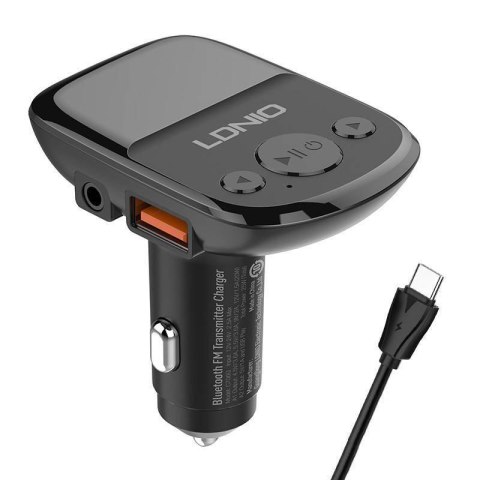 Transmiter FM LDNIO Bluetooth C706Q, 2USB, AUX + kabel USB-C