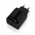 Ładowarka Sieciowa 3A 20W 1xUSB + 1xUSB-C PD Typ C Reverse U53 czarna