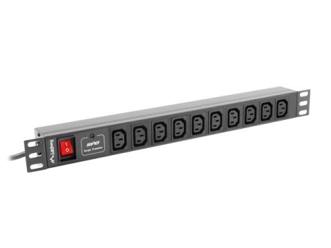 LISTWA ZASILAJĄCA RACK PDU 1U 10A 10X IEC C13 2M CZARNA C14 Lanberg