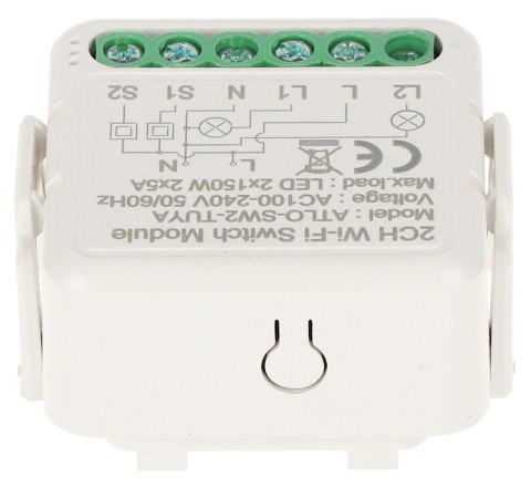 PODWÓJNY INTELIGENTNY STEROWNIK OŚWIETLENIA LED ATLO-SW2-TUYA Wi-Fi, Tuya