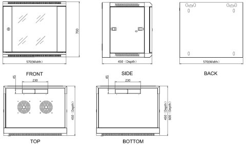 SZAFA RACK WISZĄCA EPRADO-R19-15U/450