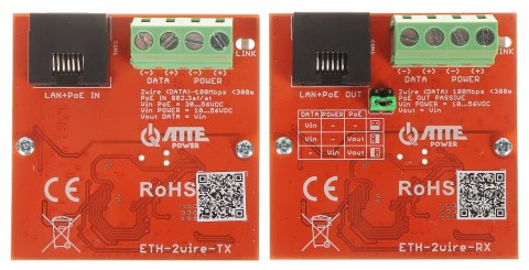 ZESTAW KONWERTERÓW UTP / 2-WIRE DO TRANSMISJI LAN+POE ETH-2WIRE-SET KOMPLET 2 SZT ATTE