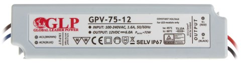 ZASILACZ IMPULSOWY 12V/6A/GPV