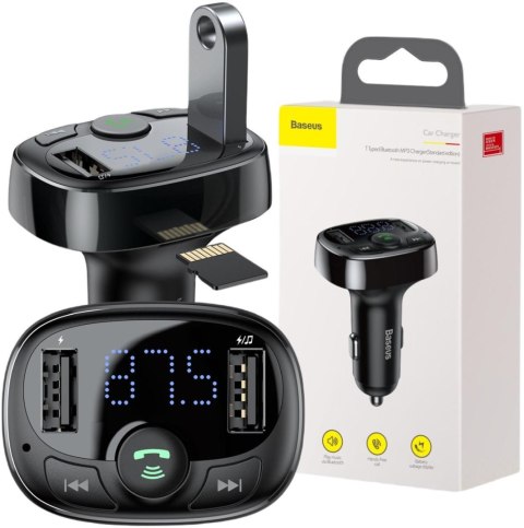 TRANSMITER FM ŁADOWARKA SAMOCHODOWA Baseus Enjoy S-09A 3.4A 2x USB-A BT 4.2