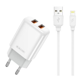 Ładowarka Sieciowa 2x USB 2.4A + Kabel USB - Lightning Jellico EU02 biały