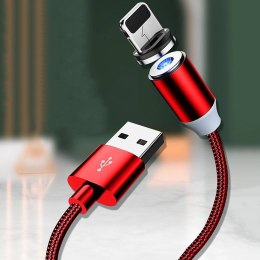 Kabel magnetyczny 3w1 (USB Typ C + Lightning + Micro USB) 3A 1m KAKU Magnetic Charging Cable (KSC-320) czerwony