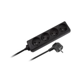 Przedłużacz 4 gniazda 5m typu francuskiego bez przełącznika (3x1,5mm) Rebel czarny